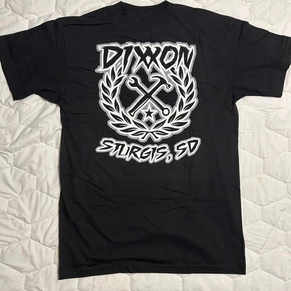 DIXXON “Gray Sketchy Crest” Black Tee – Sturgis, SD Edition (New!)